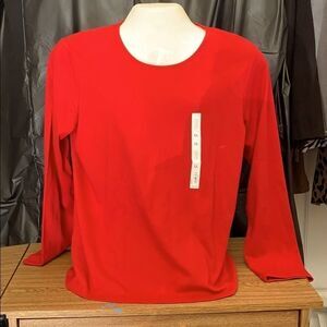 123 Red Scoop Neck Top‎